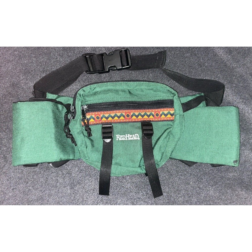 Vintage RedHead Green Nylon‎ Hip Pack With 2 Water Bottle Holders